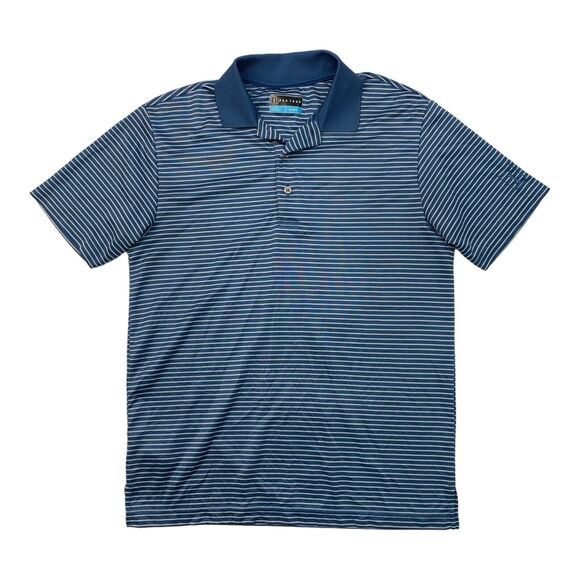 PGA Tour Polo Shirt Mens S Small Cadet Blue Striped Short Sleeve Golf Top - Picture 1 of 10